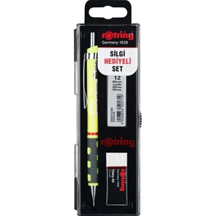 Rotring Tikky Okul Seti 0.5 mm Neon Sarı Versatil Kalem + Silgi + Uç